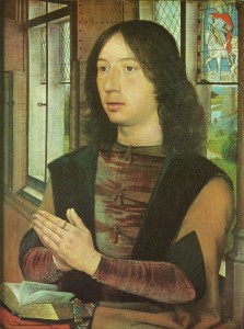 Hans Memling: Dal Dittico Maarten van Nieuwenhove - Ritratto di Maarten van Nieuwenhove, 44 x 33, Hans Memlingmuseum, Brugge.
